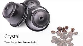  Presentation with coffee beans - Beautiful slides featuring nespresso - coffee capsules and coffee beans backdrop and a white colored foreground