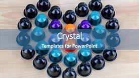  Presentation with lovers - Audience pleasing presentation consisting of nespresso - different flavors of single serve backdrop and a ocean colored foreground