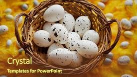  Presentation with holidays - Slide deck consisting of nest and spring yellow feather background and a tawny brown colored foreground