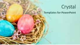  Presentation with easter - Slide set featuring nest as a panorama header background and a cool aqua colored foreground