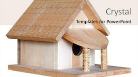  Presentation with white house - PPT theme having nest-box-birdhouse-house background and a coral colored foreground