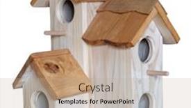  Presentation with white house - PPT layouts enhanced with nest-box-birdhouse-house background and a mint green colored foreground