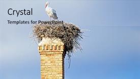 Presentation with factory - Cool new slide set with nest with a stork backdrop and a light blue colored foreground