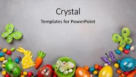  Presentation with chicks - Theme enhanced with nest with chicks on grey background and a light gray colored foreground