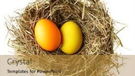  Presentation with easter - Audience pleasing presentation theme consisting of nest-with-easter-eggs-isolated backdrop and a gold colored foreground