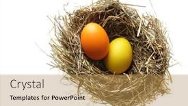  Presentation with easter - Presentation theme having nest-with-easter-eggs-isolated background and a gold colored foreground