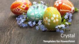  Presentation with easter basket - Slide deck with nestle food - basket full of easter eggs background and a dark gray colored foreground