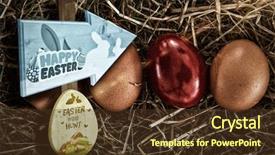  Presentation with black church easter - Cool new PPT theme with nestle food - easter egg hunt sign backdrop and a tawny brown colored foreground