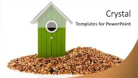  Presentation with white green - Audience pleasing PPT theme consisting of nestle food - green and red bird houses backdrop and a white colored foreground