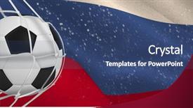  Presentation with soccer net - Colorful slide deck enhanced with net against digitally generated russian backdrop and a ocean colored foreground