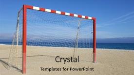 Presentation with red white blue - Presentation theme consisting of net beach - red and white goal background and a mint green colored foreground