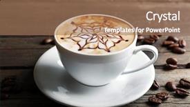  Presentation with matcha latte latte art - Slides consisting of net beans - cup of latte art coffee background and a coral colored foreground