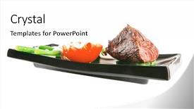  Presentation with white plate - Audience pleasing presentation design consisting of net beans - fillet mignon served backdrop and a white colored foreground