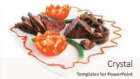  Presentation with white plate - Audience pleasing slide set consisting of net beans - roast fillet mignon backdrop and a lemonade colored foreground