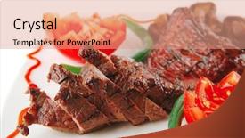  Presentation with film black and white - Slides with net beans - roast fillet mignon background and a  colored foreground