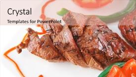  Presentation with white plate - Slide deck with net beans - served grilled beef fillet mignon background and a  colored foreground