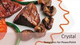  Presentation with white plate - PPT theme with net beans - served grilled beef fillet mignon background and a  colored foreground