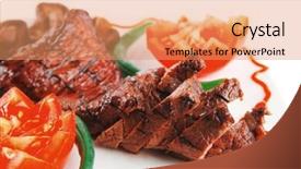  Presentation with white plate - PPT theme having net beans - served grilled beef fillet mignon background and a  colored foreground
