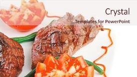  Presentation with film black and white - Audience pleasing presentation consisting of net beans - served grilled beef fillet mignon backdrop and a  colored foreground