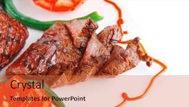  Presentation with white plate - Slides enhanced with net beans - served grilled beef fillet mignon background and a  colored foreground