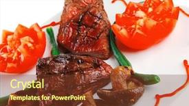  Presentation with black and white film strip - PPT theme with net beans - served grilled beef fillet mignon background and a  colored foreground