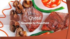  Presentation with white plate - Presentation design consisting of net beans - served grilled beef fillet mignon background and a  colored foreground