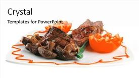  Presentation with film black and white - Beautiful slides featuring net beans - served grilled beef fillet mignon backdrop and a  colored foreground