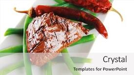  Presentation with green plate - Amazing PPT theme having net beans - served grilled beef veal fillet backdrop and a  colored foreground