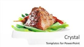  Presentation with white plate - PPT theme enhanced with net beans - served grilled beef veal fillet background and a  colored foreground