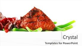  Presentation with veal - Audience pleasing slides consisting of net beans - served grilled beef veal fillet backdrop and a white colored foreground