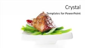  Presentation with film black and white - Slide deck consisting of net beans - served roast fillet mignon background and a white colored foreground