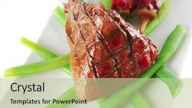  Presentation with white plate - Beautiful theme featuring net beans - served roast fillet mignon backdrop and a  colored foreground