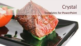  Presentation with veal - Audience pleasing theme consisting of net beans - served roast veal fillet backdrop and a lemonade colored foreground