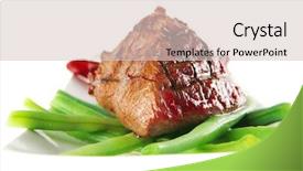  Presentation with veal - Slides having net beans - served roast veal fillet background and a lemonade colored foreground