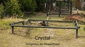  Presentation with obstacle course - Colorful presentation theme enhanced with net during obstacle course backdrop and a coral colored foreground