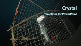  Presentation with fishing net - Beautiful slide set featuring net environmental problem of overfishing backdrop and a wine colored foreground