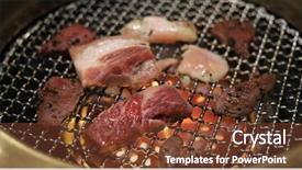  Presentation with net - PPT theme featuring net in japanese barbecue restaurant background and a tawny brown colored foreground