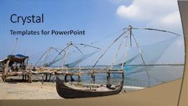  Presentation with fishing net - Audience pleasing PPT layouts consisting of net of cochin in kerala backdrop and a light blue colored foreground