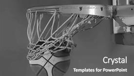  Presentation with gym ball - Presentation design enhanced with basketball ball board and net background and a gray colored foreground