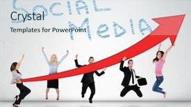  Presentation with social media - Presentation design consisting of net promoter - social media word and red background and a sky blue colored foreground