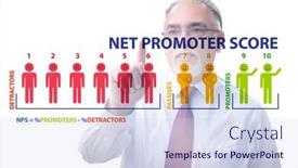  Presentation with net - Colorful presentation design enhanced with net-promoter-score-nps-concept backdrop and a sky blue colored foreground