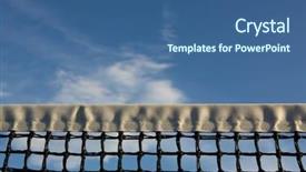  Presentation with awards ceremony tennis - Slides having net with the sky beyond background and a  colored foreground