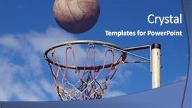  Presentation with netball - Presentation design enhanced with netball frozen mid air above background and a ocean colored foreground