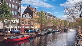  Presentation with water amsterdam - Beautiful theme featuring netherlands-amsterdam-view-at-river backdrop and a coral colored foreground