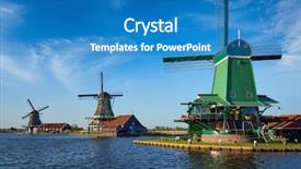  Presentation with lanscape - Theme having netherlands rural lanscape windmills background and a teal colored foreground