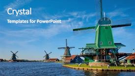  Presentation with lanscape - Beautiful PPT theme featuring netherlands rural lanscape windmills backdrop and a teal colored foreground