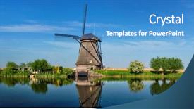  Presentation with lanscape - Presentation theme having netherlands rural lanscape with windmill background and a  colored foreground