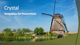  Presentation with lanscape - Amazing PPT theme having netherlands rural lanscape with windmills backdrop and a  colored foreground