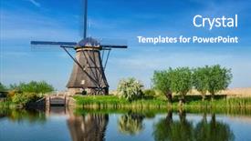  Presentation with lanscape - Audience pleasing PPT theme consisting of netherlands rural lanscape with windmills backdrop and a  colored foreground