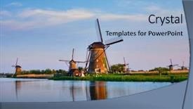  Presentation with lanscape - Slides featuring netherlands rural lanscape with windmills background and a  colored foreground